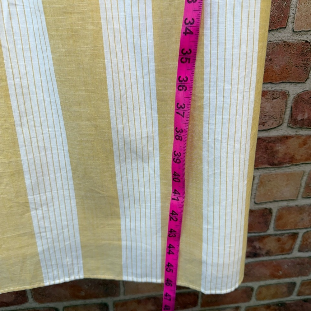 Butter yellow & white euro summer sleeveless vneck mock wrap tie back midi dress - Picture 3 of 7